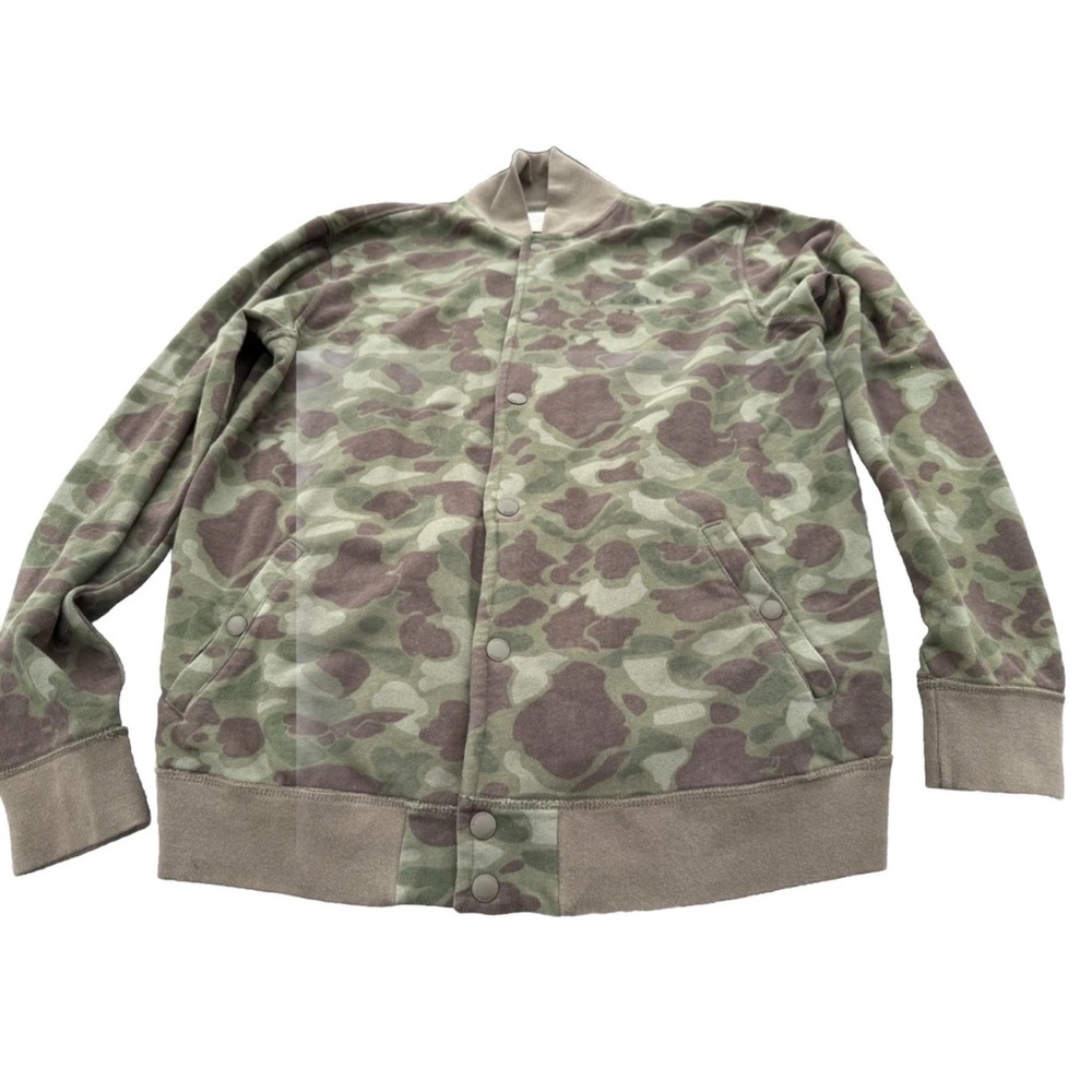 American Eagle Outfitters Men's Green Camo Snap-Front Jacket